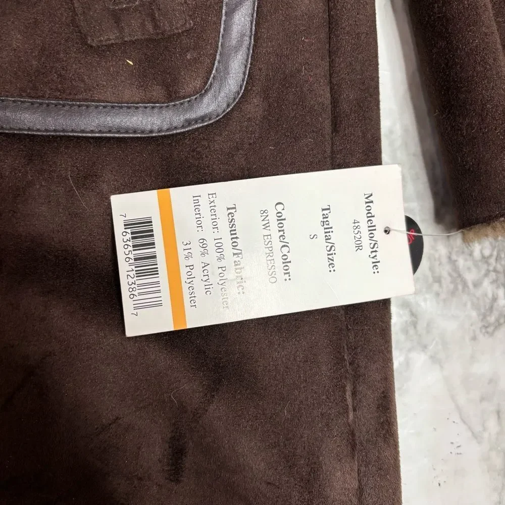 Via Spiga Deadstock 90s Y2K vintage brown espresso Long Coat size small NWT new - Picture 9 of 10